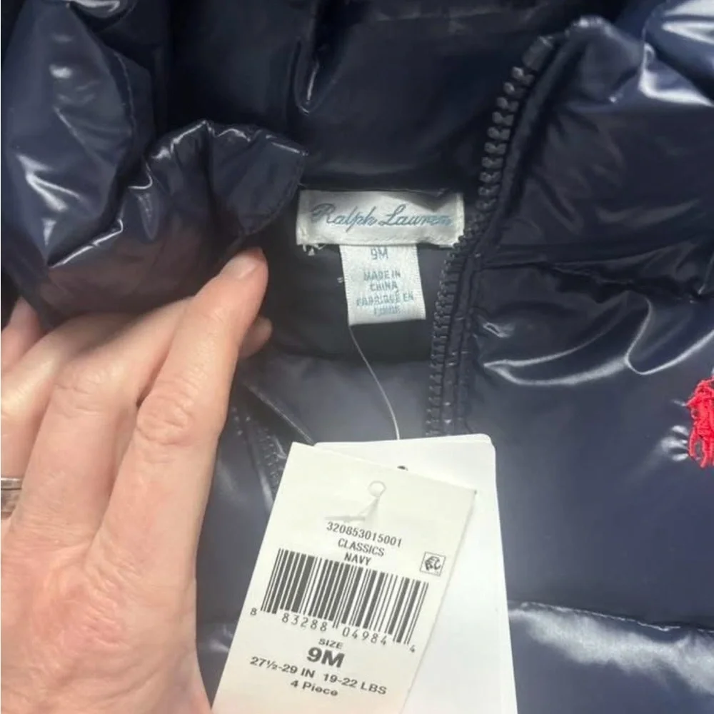 NWT Ralph Lauren Dark Blue Quilted Jacket Size 9 months